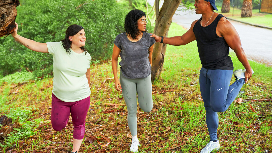 Three friends enjoying the benefits of a healthy lifestyle; lifestyle changes like weight reduction, regular exercise, and a good diet can significantly reduce the risk of developing fatty liver disease in people with diabetes