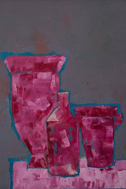 Bill Tansey, Pink Vase (detail), 2024.
Oil paint on canvas, 16x20. Courtesy of the artist and Robin Rice Gallery