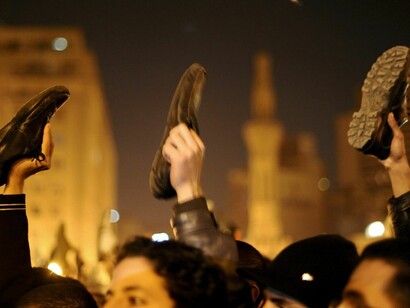 Primavera árabe: participantes en una manifestación contra el régimen de Mubarak a finales de enero de 2011