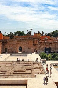 Tourists enjoying El Badii palace, Marrakesh, Morocco