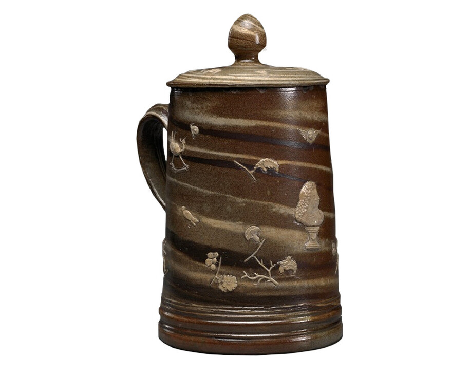 Stoneware with salt glaze, height: 10 1/2 inches. Gift of Frank P. Burnap, 55-77 A,B.