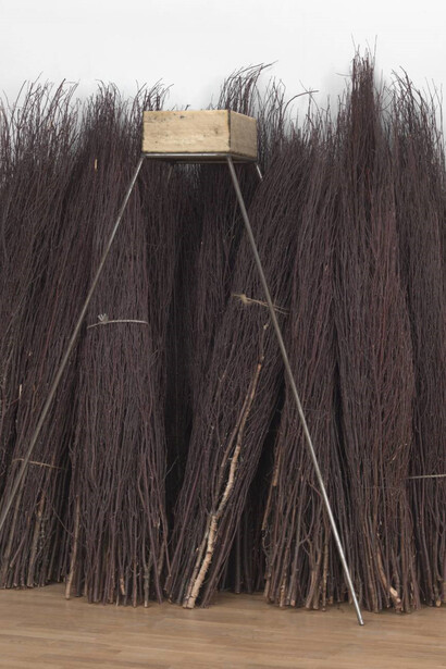 Mario Merz. "Lingotto", brush-wood, beeswax and steel, 1968