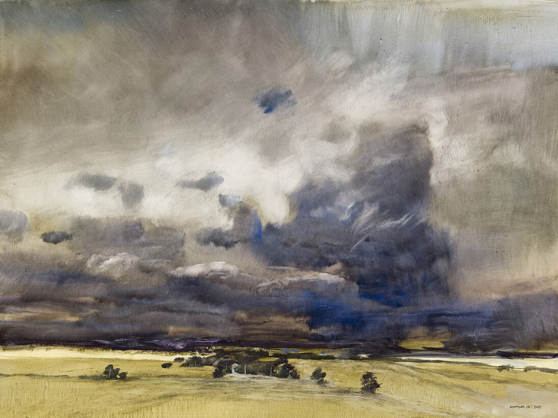 James Morrison, Storm over the Grampians, 14.i.2015, oil on board, 75 x101 cm