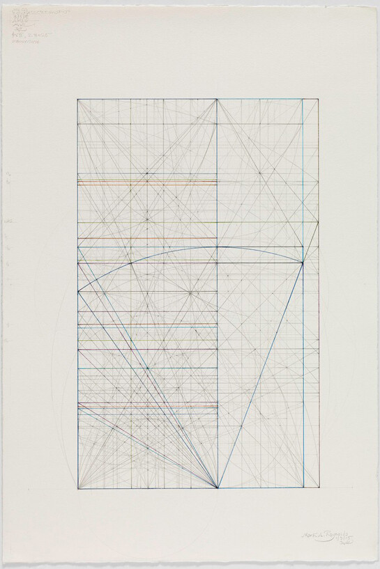 Mark Reynolds, Phi Root Three Series: Other Close Relationships Between Families 1.3.15, 2015, Graphite and colored inks on cotton paper, 18.25 x 12.125 inches