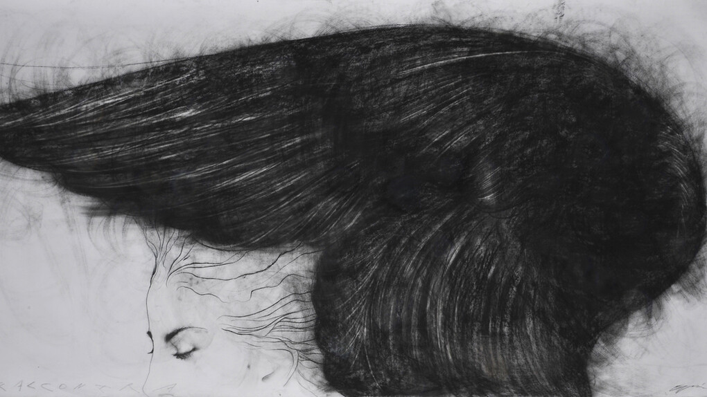 Omar Galliani, Altri voli (dettaglio), 2010. Per gentile concessione di CSArt - Comunicazione per l'Arte 