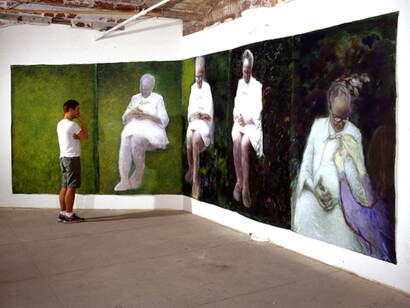 May Stevens, Alice in the Garden, 1988-89. (c) May Stevens; Courtesy of the artist and Ryan Lee, New York