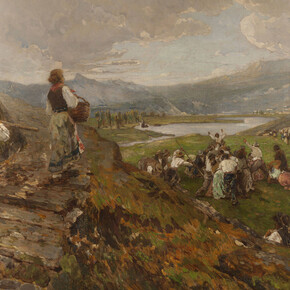 Filippo Carcano, Progresso e ignoranza, olio su tela, 99,77x199,5 cm. Courtesy of Gallerie Maspes