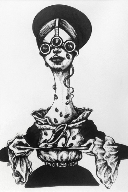 Afarin Sajedi, Cindarella, 50 x 60 cm, ink on paper, Dorothy Circus Gallery