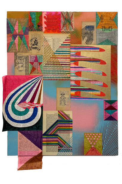 Antonis Donef, Untitled, 2021. Mixed media and collage on paper, mounted on canvas, 80 x 60 cm. Courtesy of Kalfayan Gallery