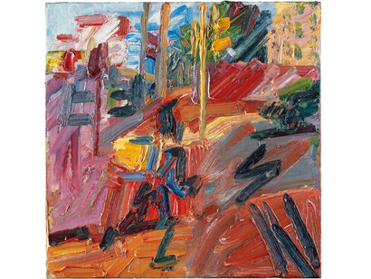 Frank Auerbach, Hampstead Road, High Summer, 2010, Oil paint on board, 562 x 562 mm, Property of a private trust © Frank Auerbach, courtesy Marlborough Fine Art
