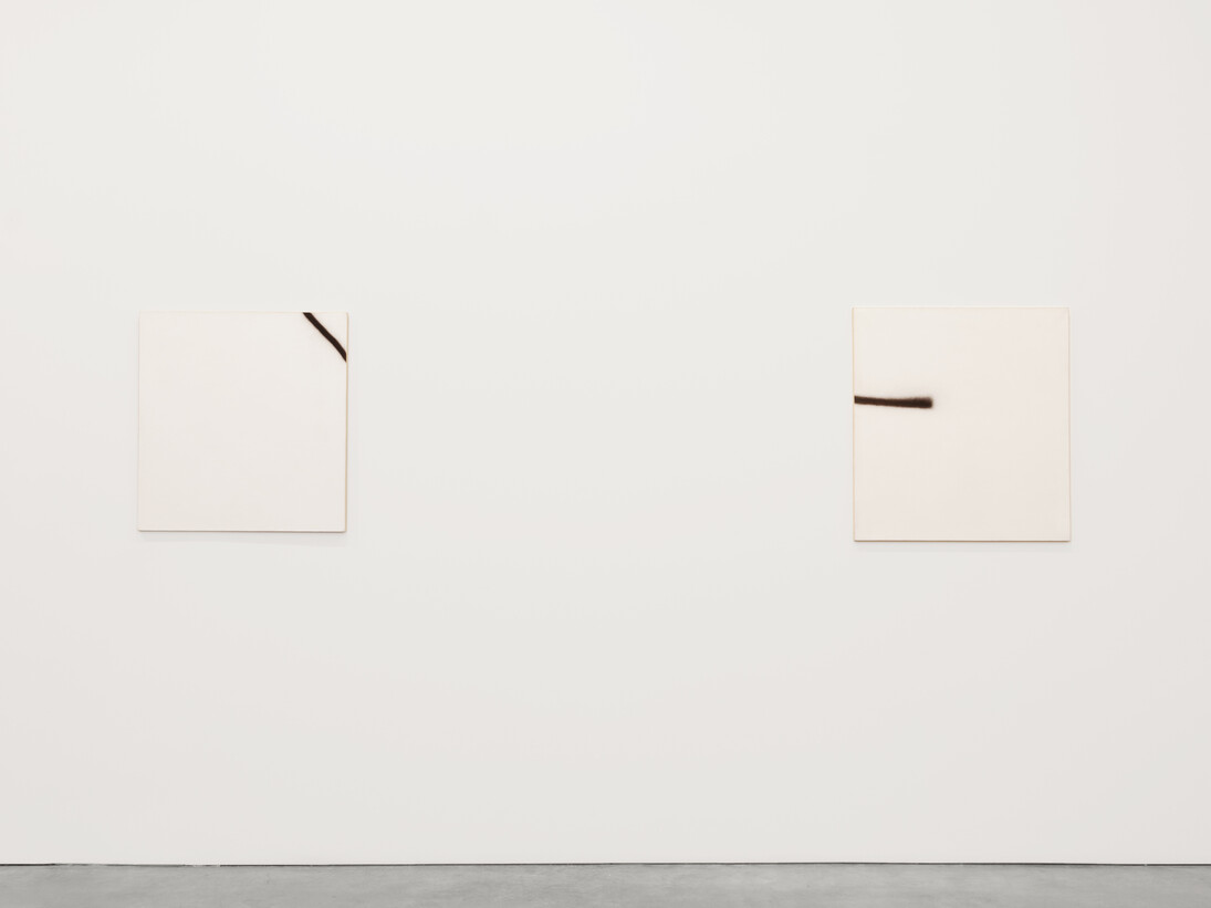 Installation View: Enigmas: Martin Barré, David Ostrowski, Julian Schnabel, Reena Spaulings, Based on a novel by Alison Gingeras, March 6 - April 25, 2015, Andrea Rosen Gallery, New York