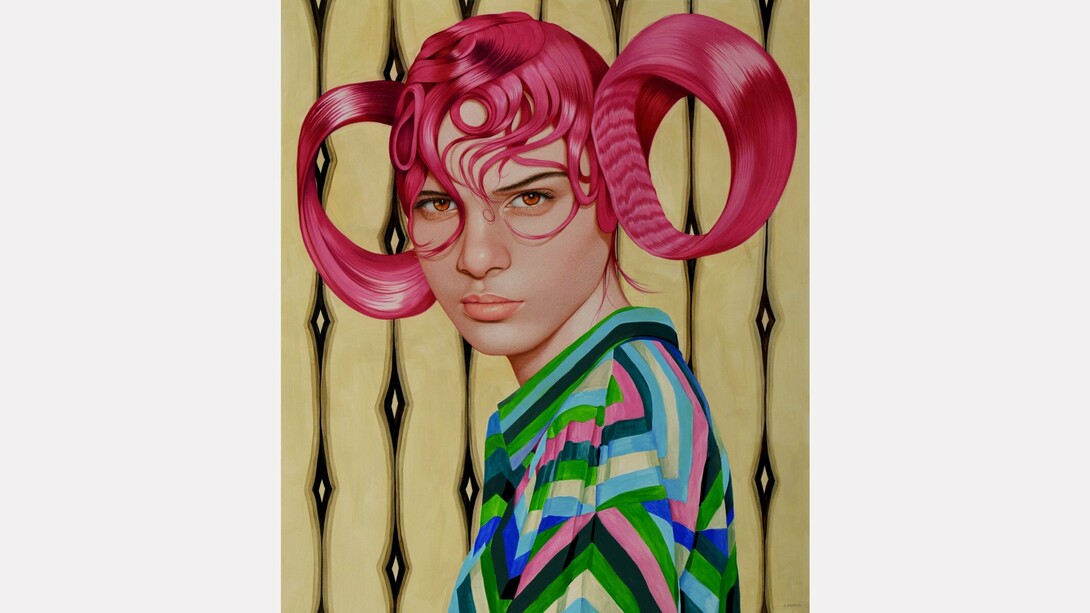 Ángeles Agrela,
Heather, 2023,
acrylic and pencil on paper,
100h x 86w cm,
39.37h x 33.86w in. Courtesy of the artist and Nicodim Gallery