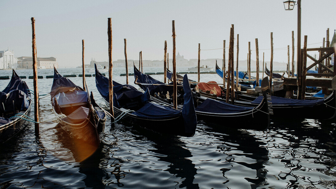 Scorcio sulla laguna al tramonto, Venezia, Italia