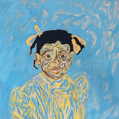 Sissòn, Momma, 2024. Acrylic and charcoal on cotton canvas, 46 x46 inches. Courtesy of the artist and Allouche Gallery