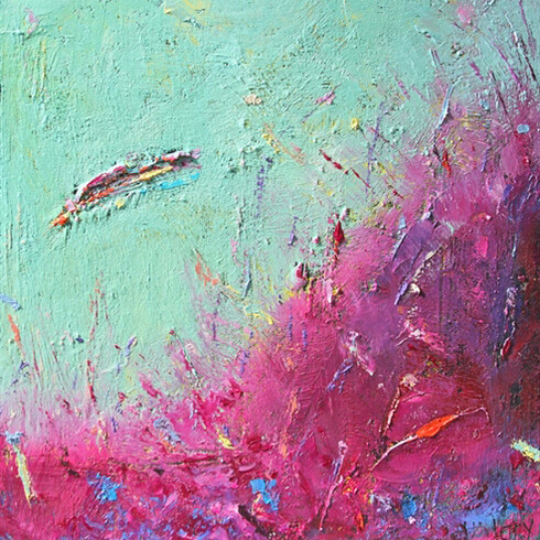 Hilary Hatfield, Seascape Frolic 6, Oil on Canvas, 12" x 12"