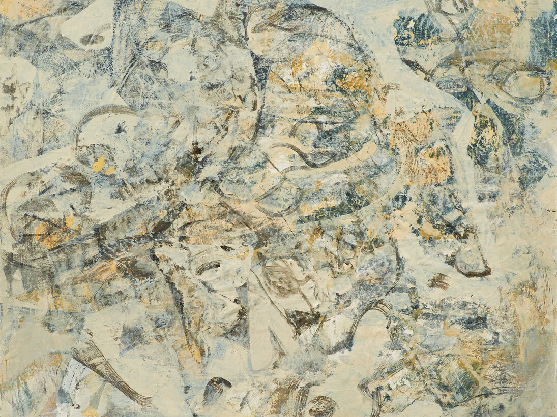 Katy Moran, Aerial, 2014, Acrylic on canvas, Framed dimensions: 16 3/4 x 20 x 2 inches (42.5 x 50.8 x 5.1 cm) © Katy Moran, courtesy of Andrea Rosen Gallery, New York