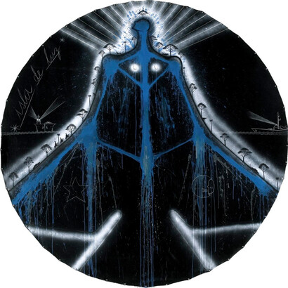 José Bedia, "Isla de Luz", 83 inches diameter, mixed media on canvas, 2007