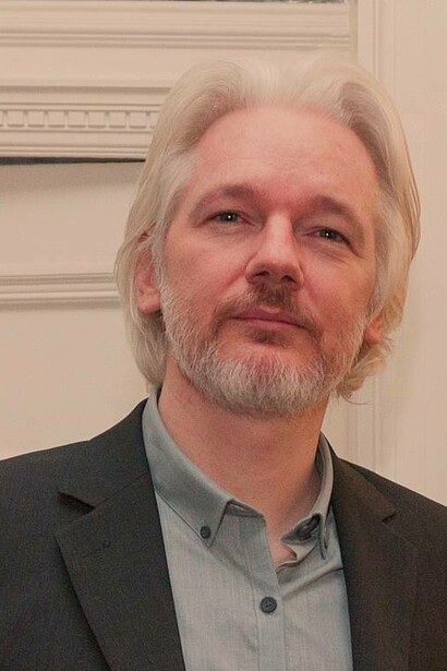 Assange poses for a photograph, London, UK, 2014