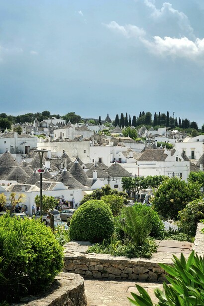 A view of the buildings and plants in Alberobello, Italy 