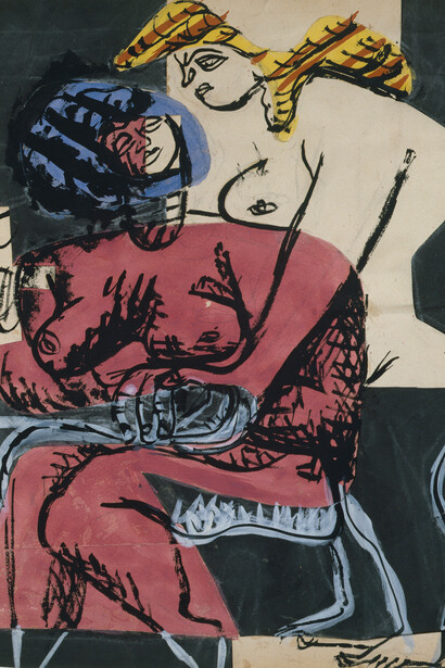 Deux Femmes, 1948, Collage, gouache, encre et mine de graphite sur papier, 48,5 x 36,7 cm © Fondation Le Corbusier, Paris, 2015, Courtesy Galerie Eric Mouchet – Galerie Zlotowski