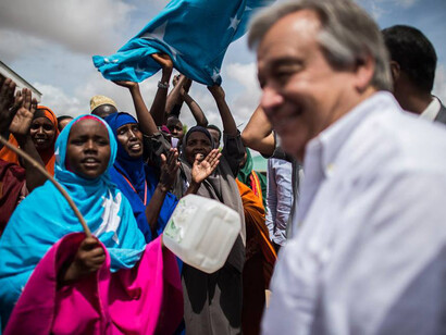 High Commissioner for Refugees António Guterres meeting with Somali refugees at Dadaab camp in Kenya