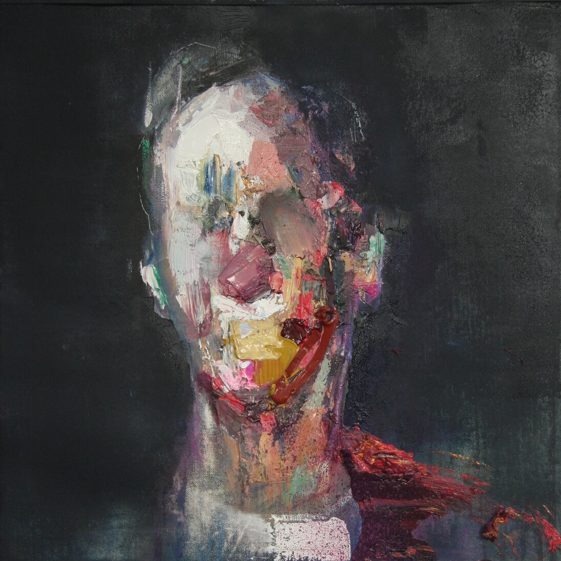 Ryan Hewett, Heizer, oil and spray on canvas, 50 x 50 cm