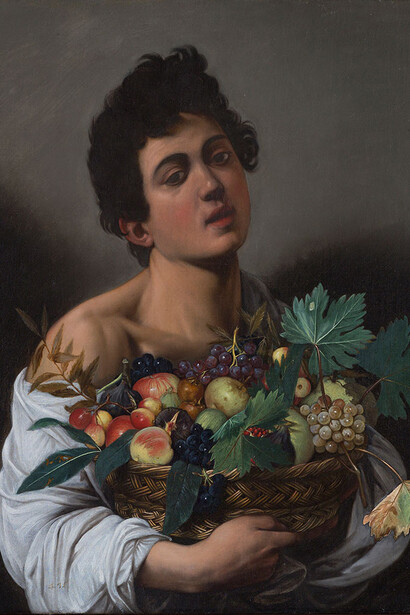 Caravaggio (Michelangelo Merisi), Boy with a basket of fruit (detail), ca. 1595. Courtesy of Morgan Museum