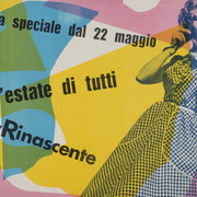 Max Huber, La Rinascente – Per l’estate di tutti, 1954, manifesto pubblicitario, stampa offset, foto Sergio Libis, 70 x 100 cm Archivio Max Huber