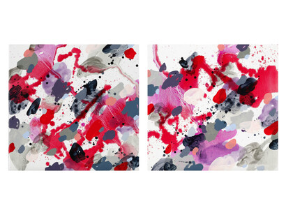Jennifer Morrison, Skirr I & Skirr II, 2015, Oil on canvas, 56 x 56 cm each