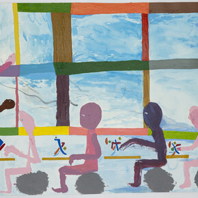 Chris Johanson, I do not know, Obsessive bodies 2, 2018, acrylic on paper, 18 1/8" X 24 1/8"