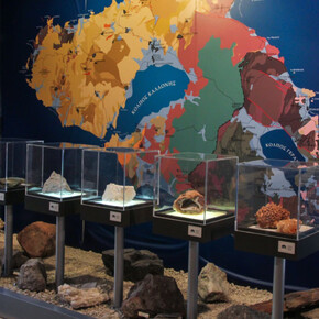 The geohistorical evolution of the Aegean, exhibition view. Courtesy of Natural History Museum of the Lesvos Petrified Forest
