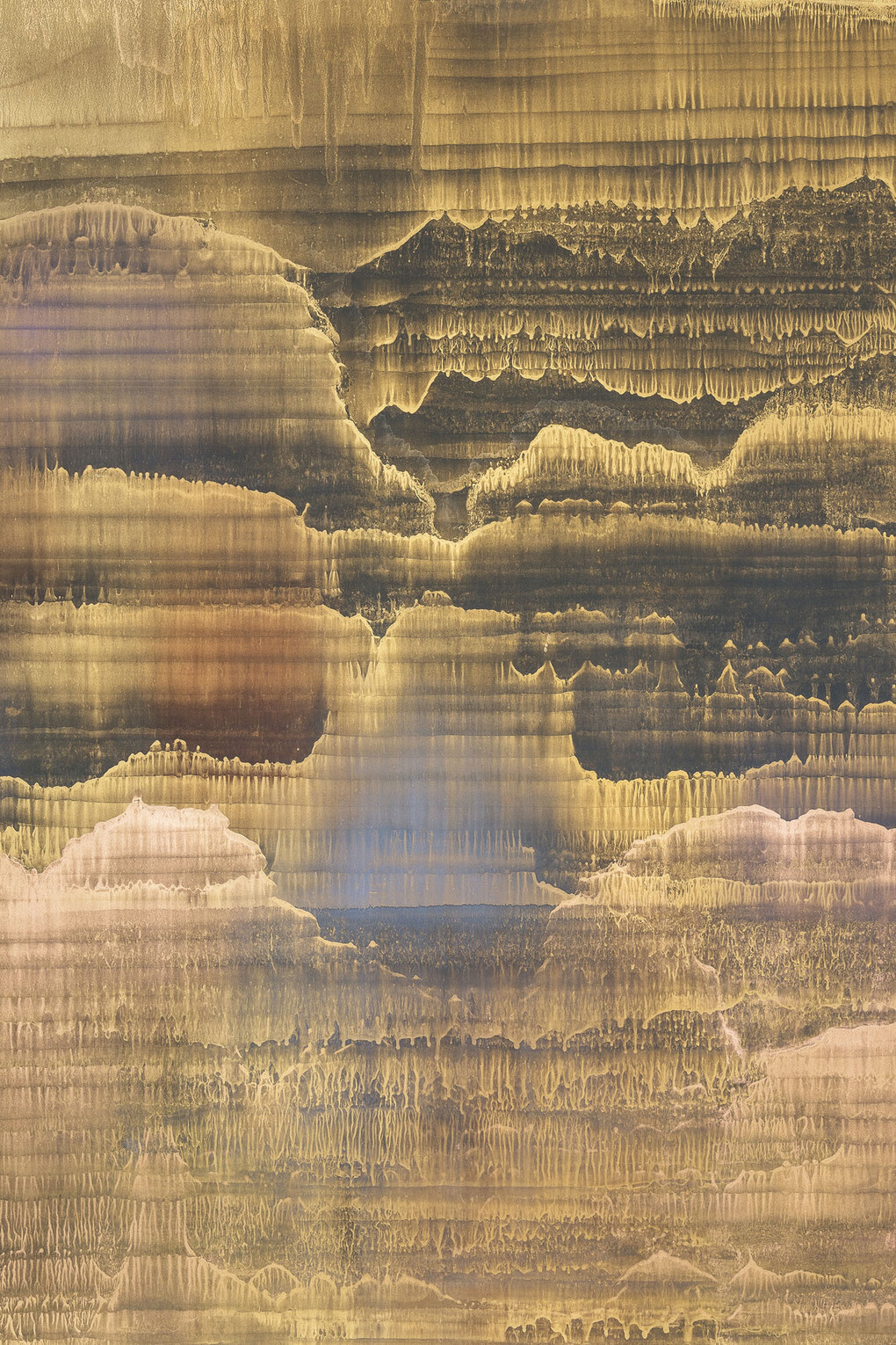 Matteo Montani, Heart of Lightness, 2017, olio e polveri su carta abrasiva montata su tela , 140x138 cm