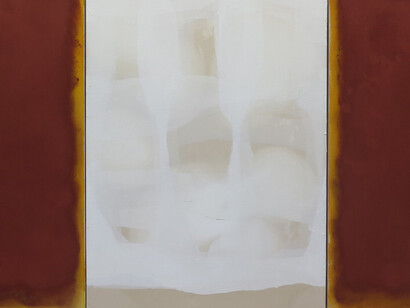 Ian McKeever, “Portrait of a Woman 3”, oil and acrylic on canvas, triptych, 35 x 76 inches