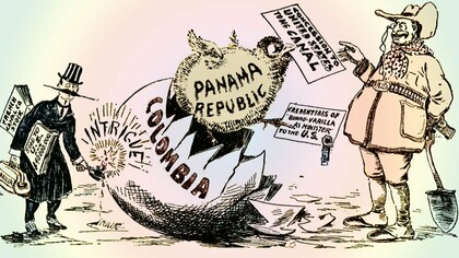 Caricatura acerca del Canal de Panamá publicada en el "New York Times" en 1903