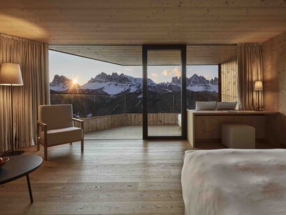 Camera con splendida vista sulle montagne, hotel Forestis, Bressanone, Alto Adige, Italia