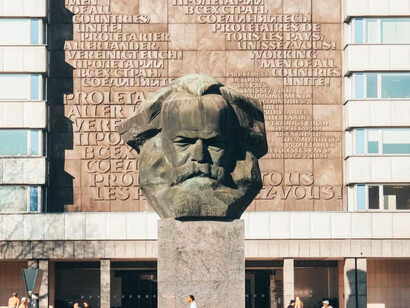 Monument dedicated to Karl Marx in Chemnitz, Germany. Karl Marx wanted to enlarge the Crimean war into an all-European war