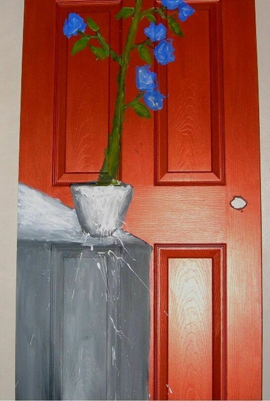 Luis Elvira, 2013, Acrylic on wooden door, 76 x 196cm
