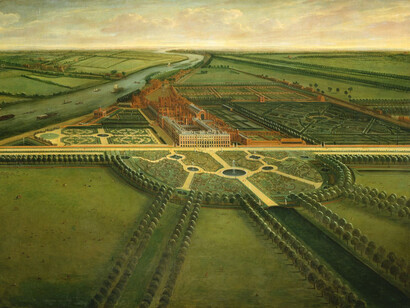 Leonard Knyff (1650-1722), Blick auf Hampton Court, um 1702-1714.
Öl auf Leinwand, 153,1 x 216,3 cm.
The Royal Collection, London.