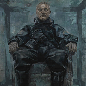 Jonathan Yeo, Damien, 2013, Inkjet on Hahnemuhle Photo Rag Ultrasmooth, hand torn edges and acrylic hand finishing, Paper Size: 22 x 22 in / 56 x 56 cm, Edition of 55 plus 12 artist proofs, courtesy of Eleven, London 
