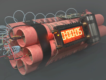 Vista lateral de una bomba de tiempo