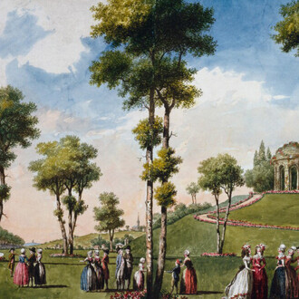 Louis Carrogis de Carmontelle, Figures walking in a parkland (detail), 1783–1800. Courtesy of J. Paul Getty Museum