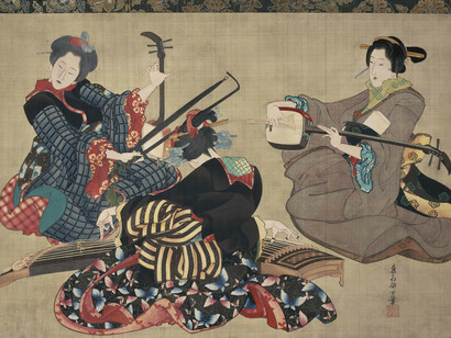 Three Women Playing Musical Instruments, 1818-44