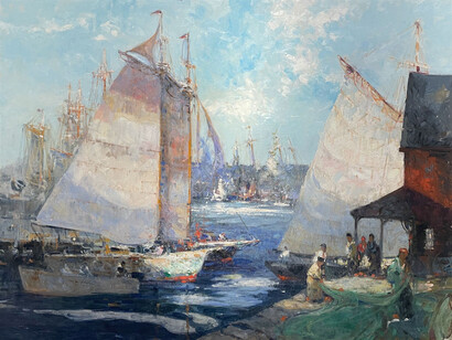 John Terelak, Mending the nets, 2022. Courtesy of Cavalier Galleries