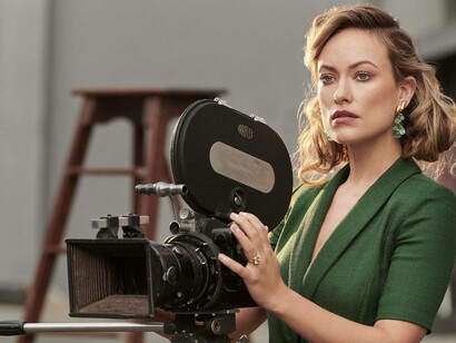 Olivia Wilde directing a secne from Don't Worry Darling