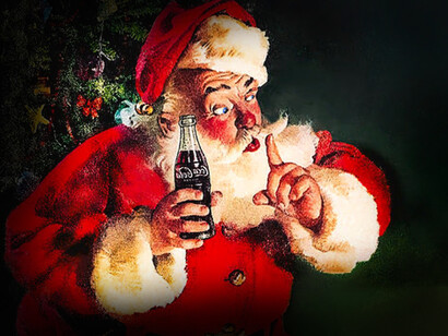 Dibujo de Santa Claus para una publicidad de Cocal Cola