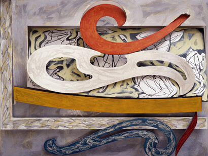 Frank Stella, Eskimo Curlew, 1976. Litho crayon, etching, lacquer, ink, glass, acrylic paint, and oil stick on aluminum. 98 3/4 × 127 × 18 in. (250.8 × 322.6 × 45.7 cm). Portland Art Museum, Portland, Oregon; museum purchase: funds provided by Mr. and Mrs. Howard Vollum 79.36. © 2015 Frank Stella/Artists Rights Society (ARS), New York.