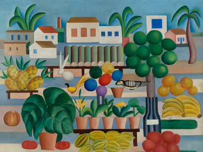 Obra O Mamoeiro (1925) de Tarsila do Amaral, óleo sob tela