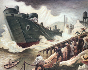 Thomas Hart Benton, She's Off, watercolor on paper, 1944. All images courtesy of the Navy Art Collection, Naval History and Heritage Command, Washington, D.C. Click any image to enlarge.