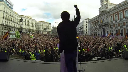 Pablo Iglesias durante su discurso en la Puerta del Sol