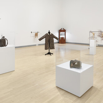 Hugh Hayden, Home work, exhibition view. Courtesy of Rose Art Museum